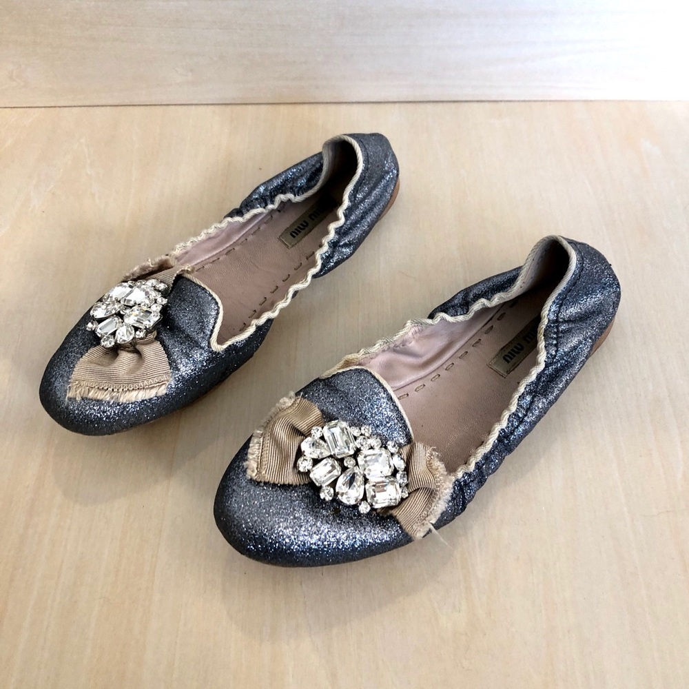 Miu miu calzature donna, ardesia, glitter fine 39
